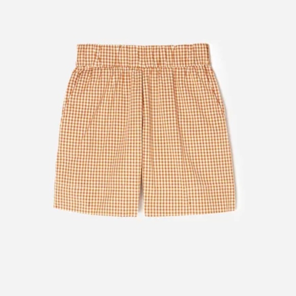 Everlane Pants - Everlane Light Brown and White Gingham High-Waist Women's Shorts Size 4